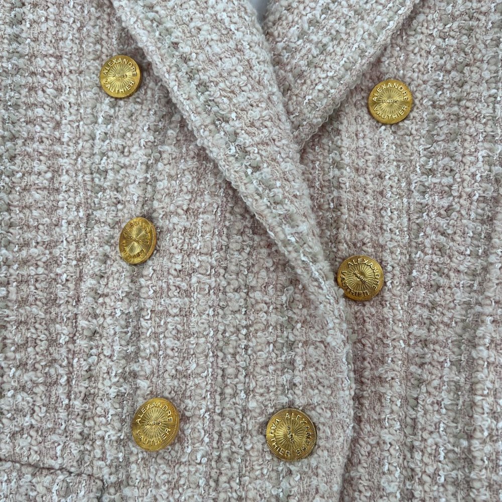 Alexandre Vauthier Pink Double-Breasted Wool-Blend Tweed Jacket - Picture 8 of 10